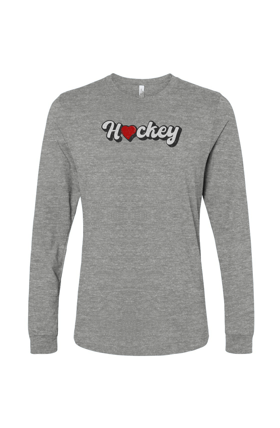 The Benchwarmer Hockey Heart Long Sleeve Grey | Barn Garb Hockey Threads
