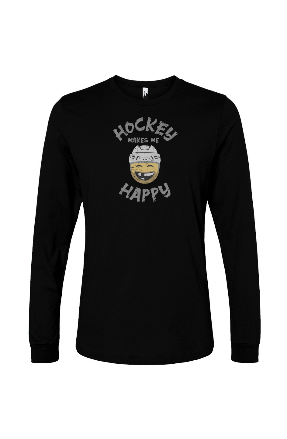 The Benchwarmer Hockey Makes Me Happy Long Sleeve Black | Barn Garb Hockey Threads