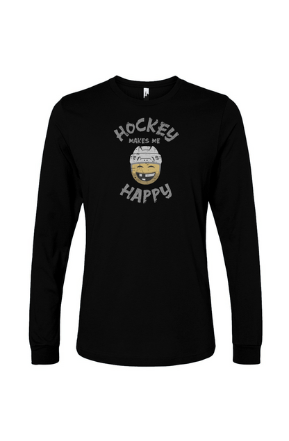 The Benchwarmer Hockey Makes Me Happy Long Sleeve Black | Barn Garb Hockey Threads