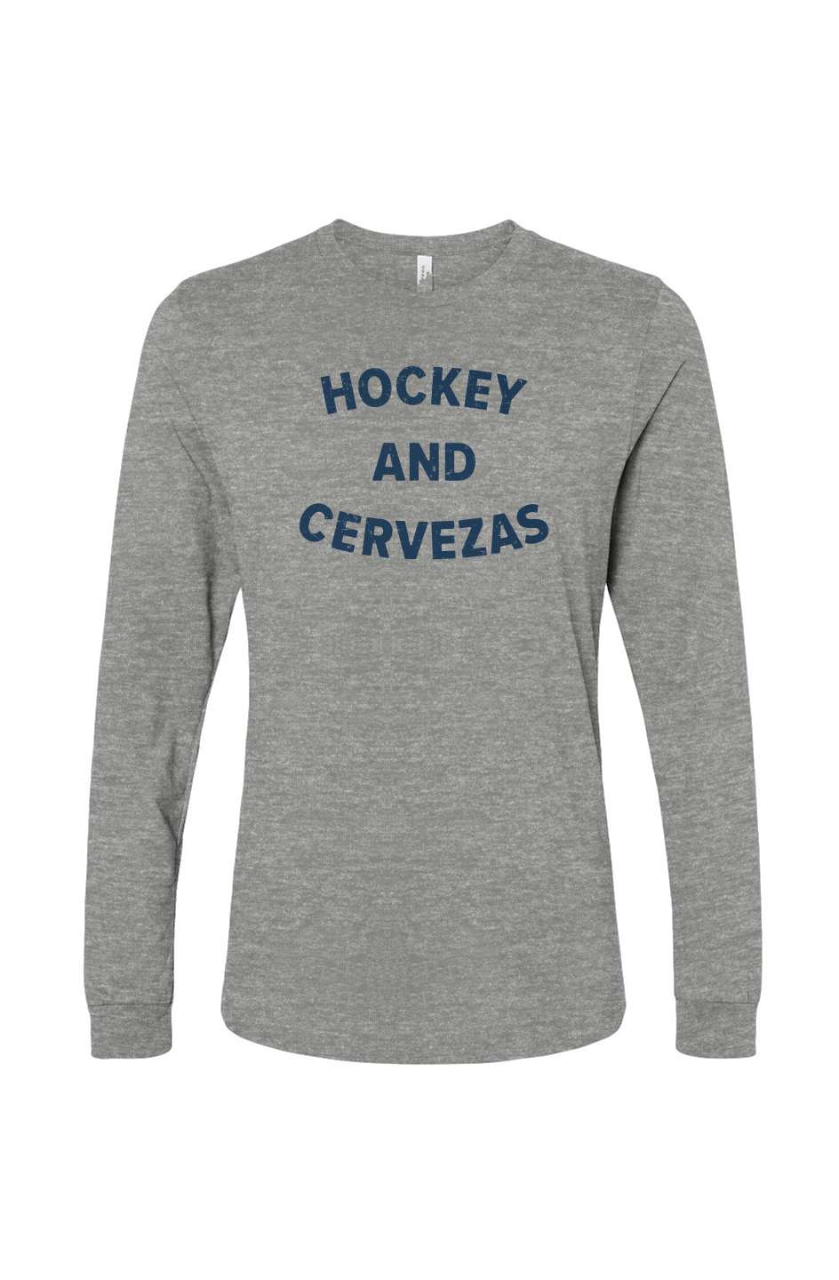 The Benchwarmer Hockey and Cervezas Long Sleeve Grey | Barn Garb Hockey Threads