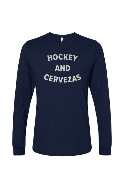 The Benchwarmer Hockey and Cervezas Long Sleeve Navy Blue | Barn Garb Hockey Threads