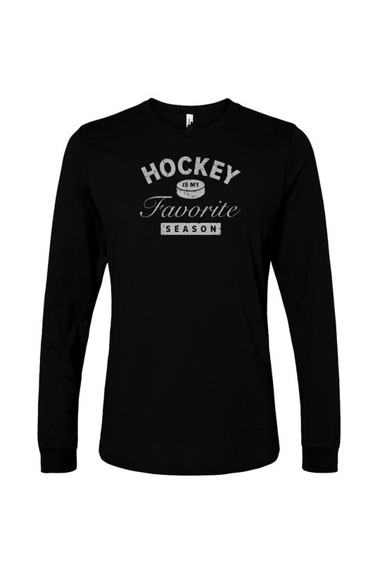 The Benchwarmer Hockey is My Favorite Season Long Sleeve Black | Barn Garb Hockey Threads