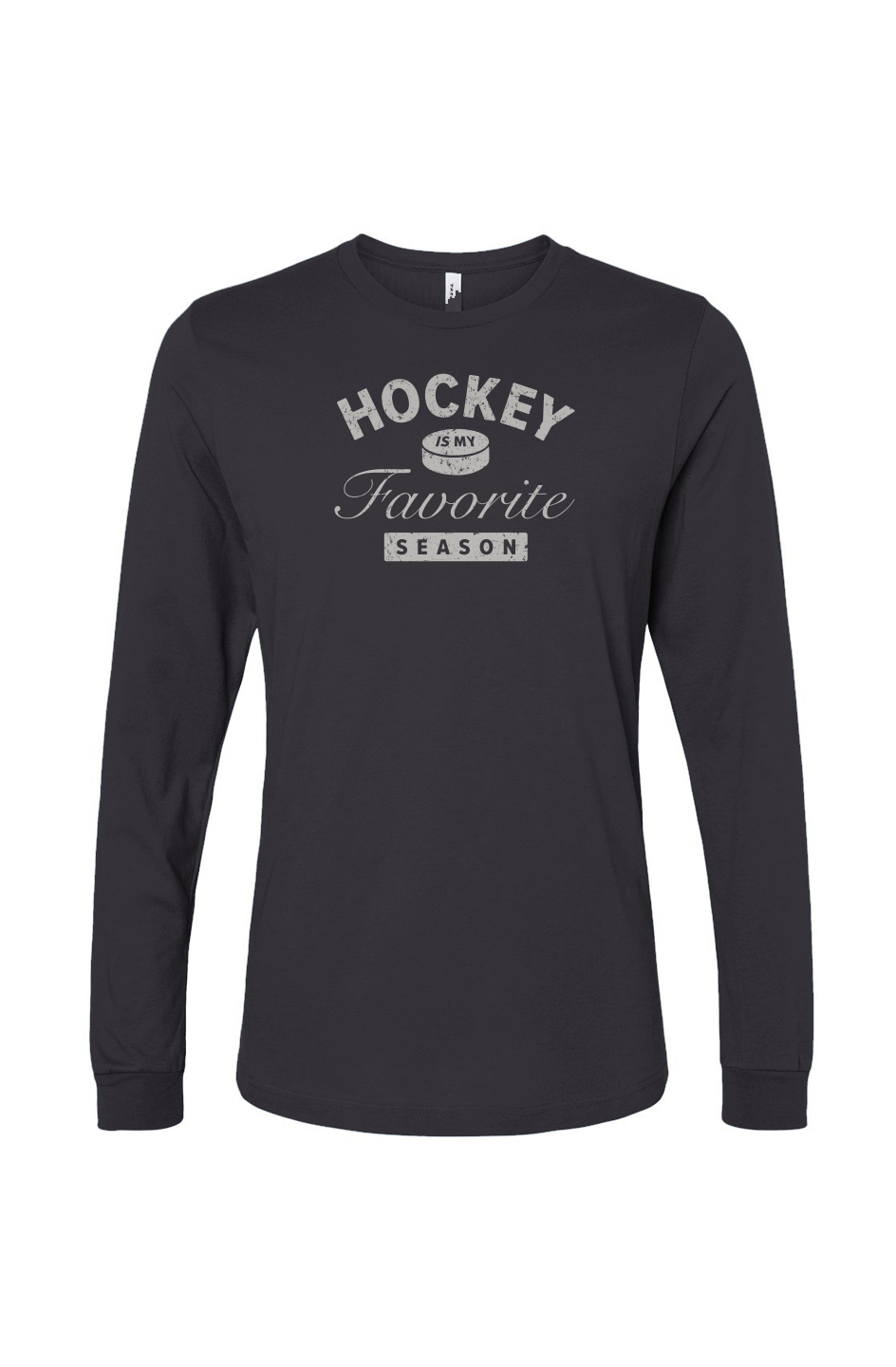 The Benchwarmer Hockey is My Favorite Season Long Sleeve Charcoal | Barn Garb Hockey Threads