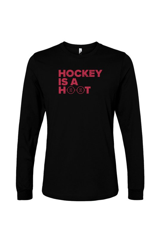The Benchwarmer Hockey is a Hoot Long Sleeve Black | Barn Garb Hockey Threads