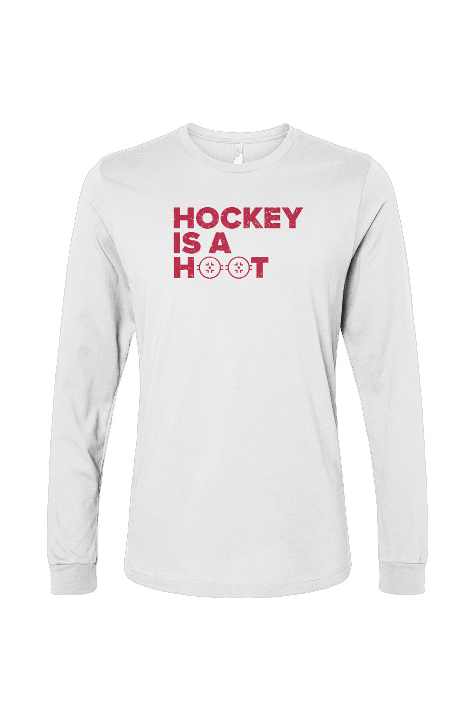 The Benchwarmer Hockey is a Hoot Long Sleeve White | Barn Garb Hockey Threads