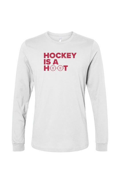 The Benchwarmer Hockey is a Hoot Long Sleeve White | Barn Garb Hockey Threads