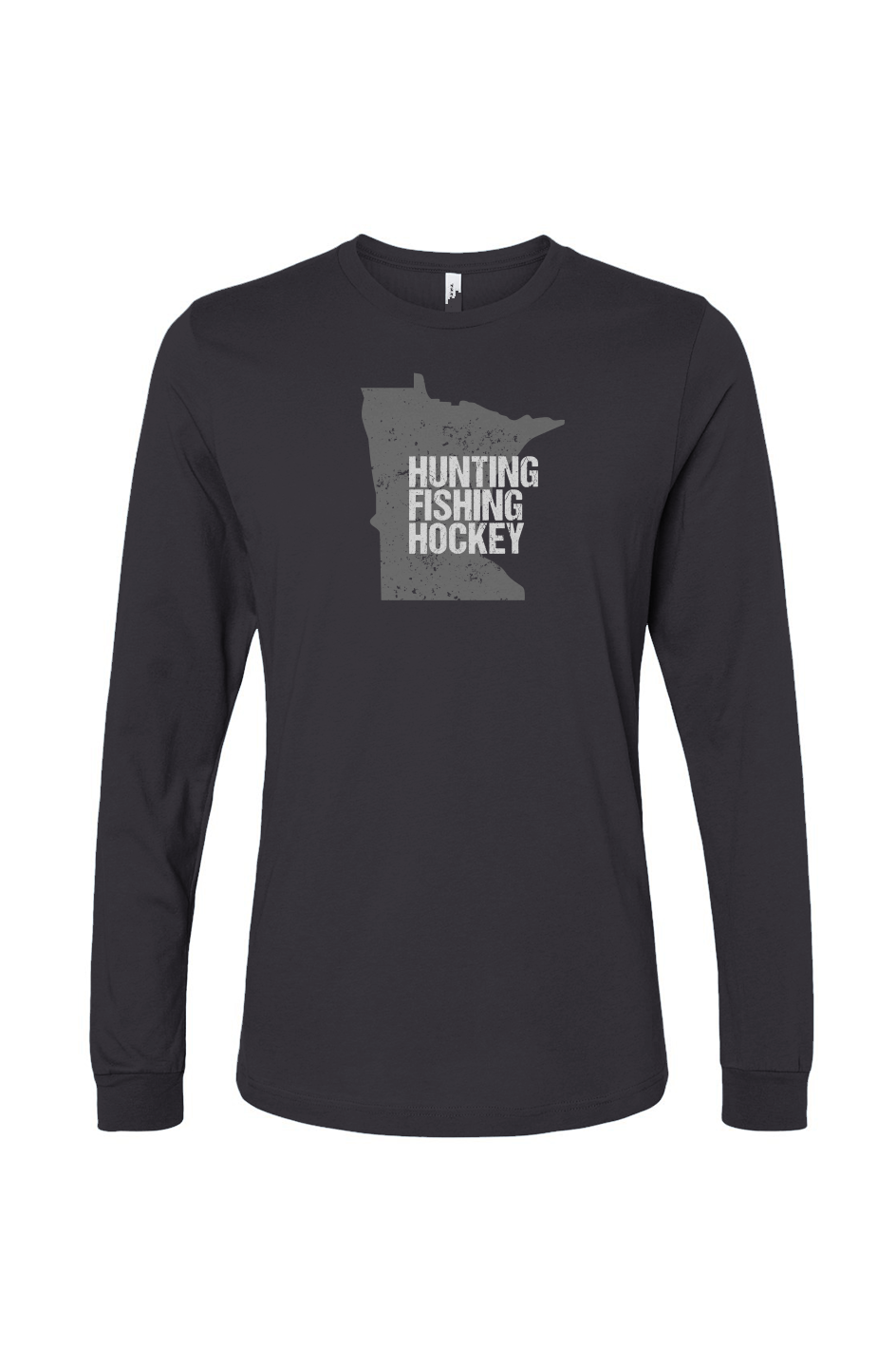 The Benchwarmer Hunting Fishing Hockey Long Sleeve Charcoal | Barn Garb Hockey Threads
