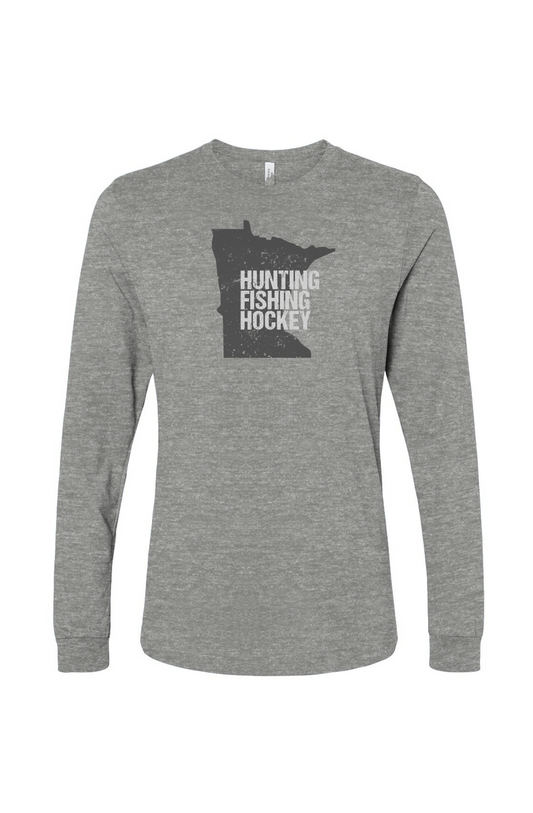 The Benchwarmer Hunting Fishing Hockey Long Sleeve Grey | Barn Garb Hockey Threads