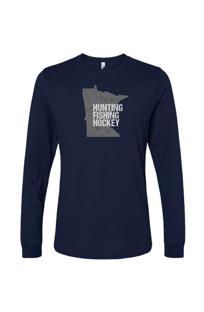 The Benchwarmer Hunting Fishing Hockey Long Sleeve Navy Blue | Barn Garb Hockey Threads