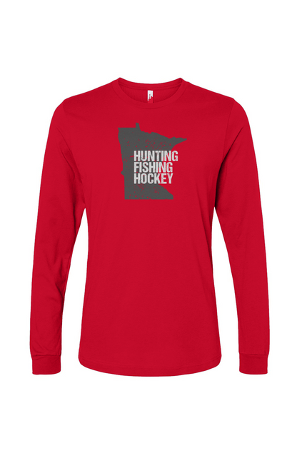 The Benchwarmer Hunting Fishing Hockey Long Sleeve Red | Barn Garb Hockey Threads