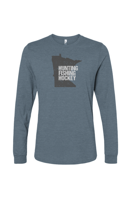 The Benchwarmer Hunting Fishing Hockey Long Sleeve Slate Blue | Barn Garb Hockey Threads