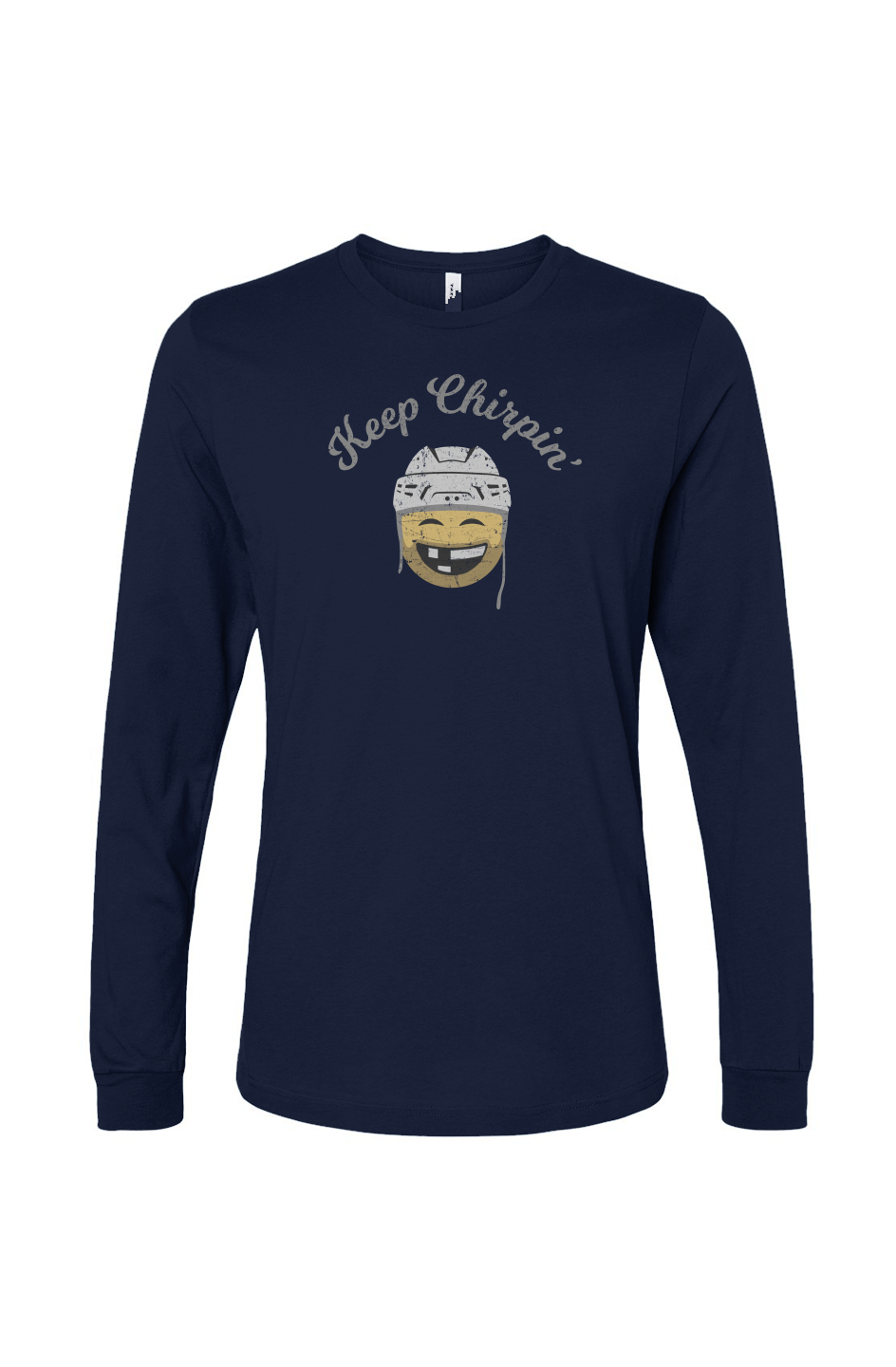 The Benchwarmer Keep Chirpin' Long Sleeve Navy Blue | Barn Garb Hockey Threads