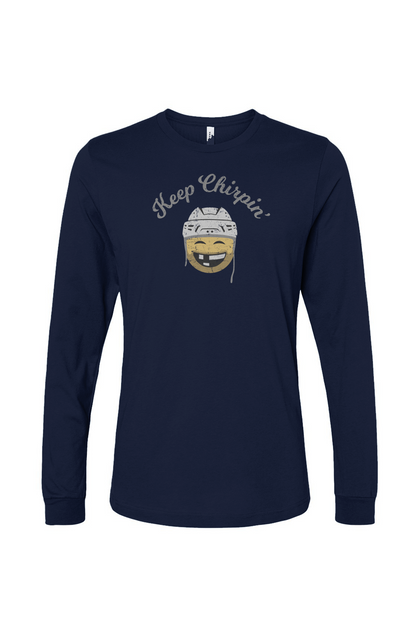 The Benchwarmer Keep Chirpin' Long Sleeve Navy Blue | Barn Garb Hockey Threads