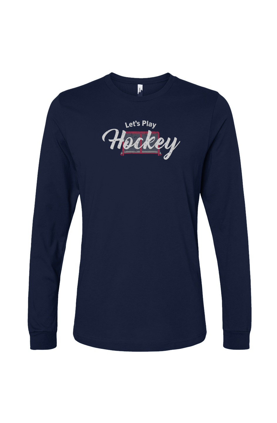 The Benchwarmer Let's Play Hockey Long Sleeve Navy Blue | Barn Garb Hockey Threads