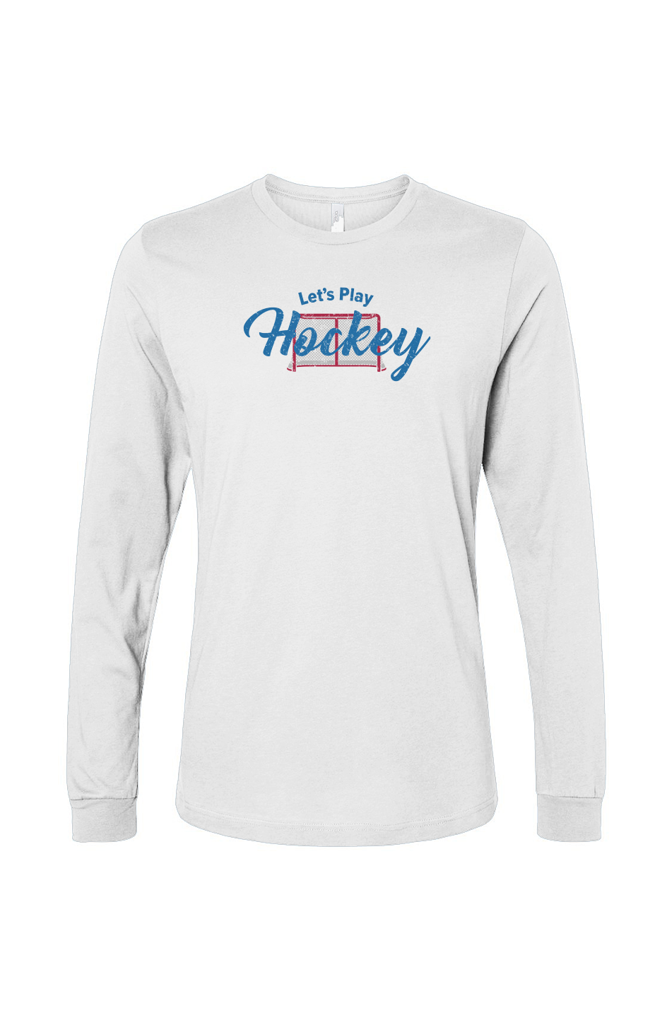 The Benchwarmer Let's Play Hockey Long Sleeve White | Barn Garb Hockey Threads