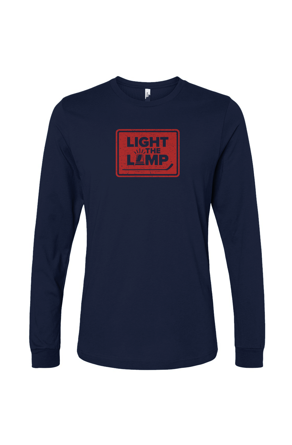 The Benchwarmer Light the Lamp Badge Long Sleeve Navy Blue | Barn Garb Hockey Threads