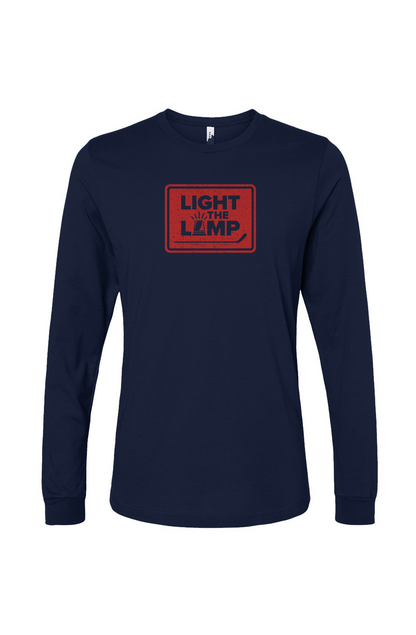 The Benchwarmer Light the Lamp Badge Long Sleeve Navy Blue | Barn Garb Hockey Threads