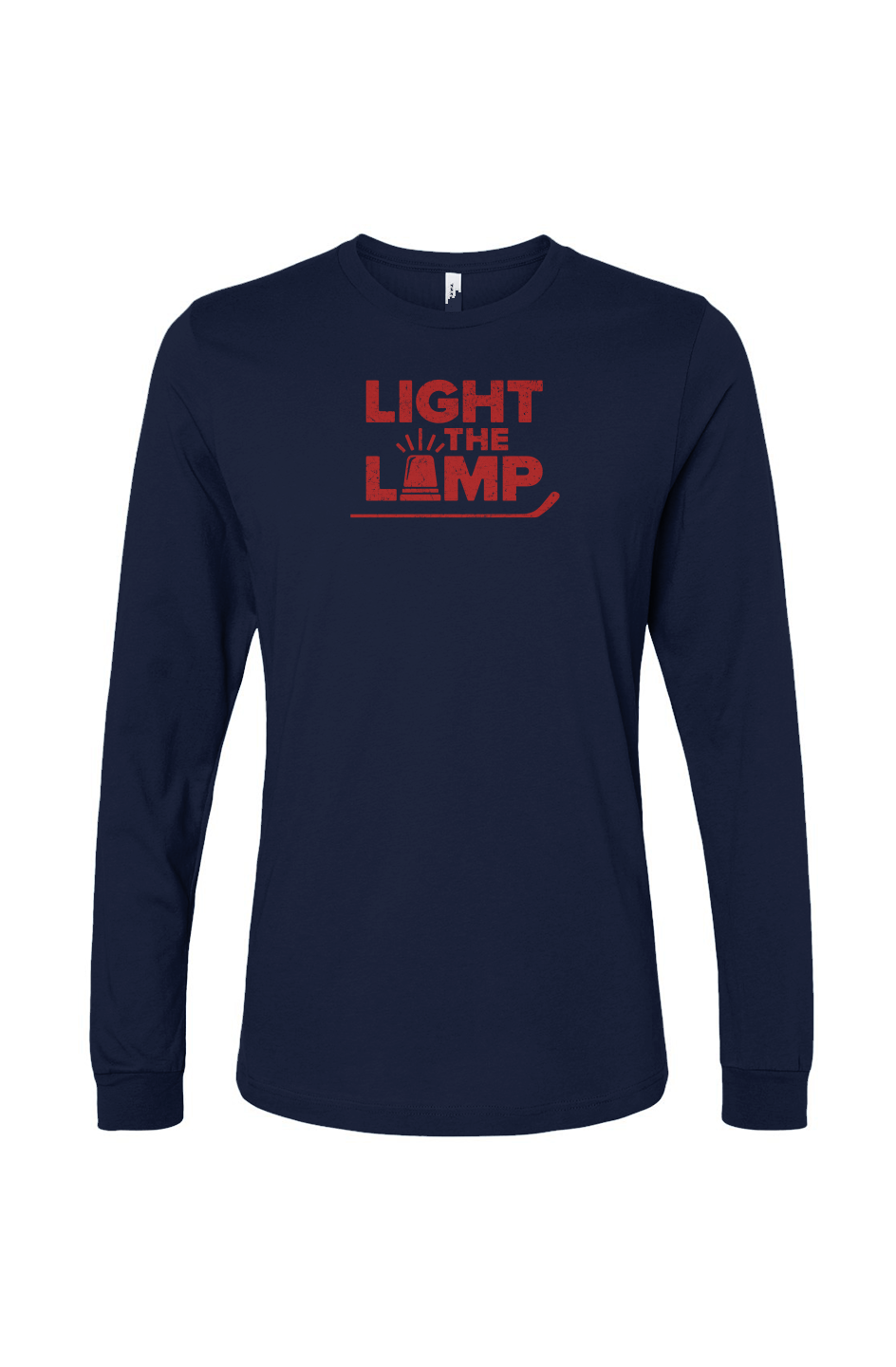 The Benchwarmer Light the Lamp Long Sleeve Navy Blue | Barn Garb Hockey Threads
