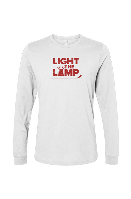 The Benchwarmer Light the Lamp Long Sleeve White | Barn Garb Hockey Threads