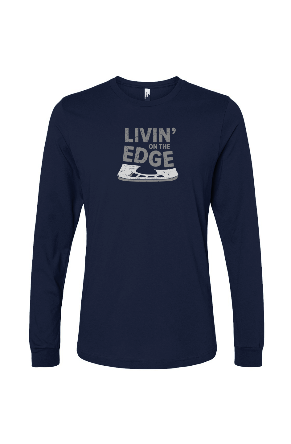 The Benchwarmer Livin' on the Edge Long Sleeve Navy Blue | Barn Garb Hockey Threads