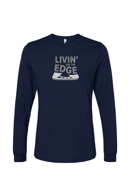 The Benchwarmer Livin' on the Edge Long Sleeve Navy Blue | Barn Garb Hockey Threads