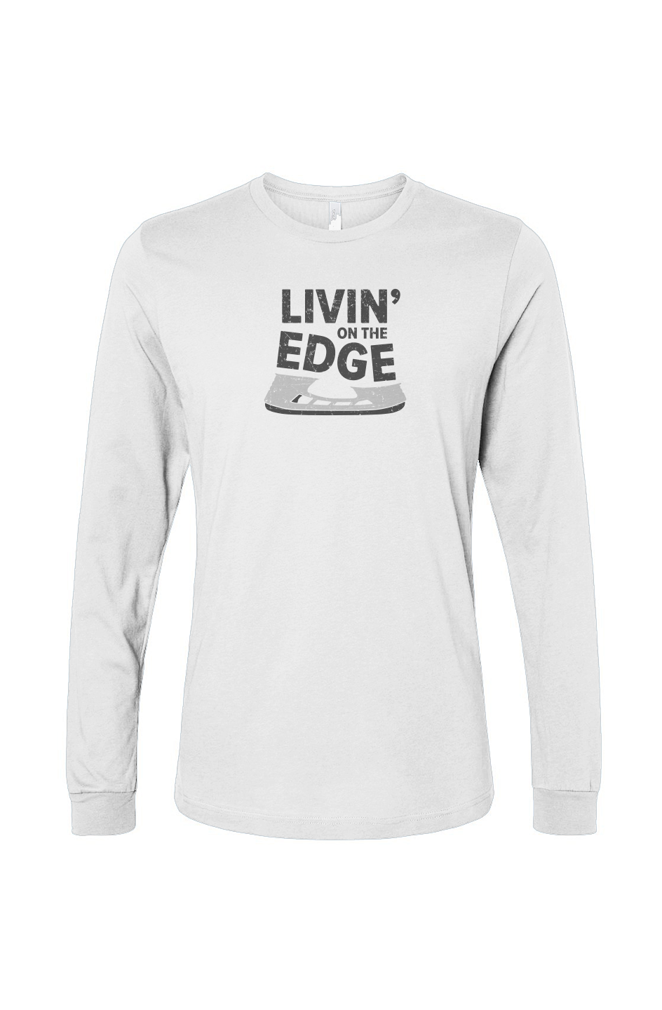 The Benchwarmer Livin' on the Edge Long Sleeve White | Barn Garb Hockey Threads