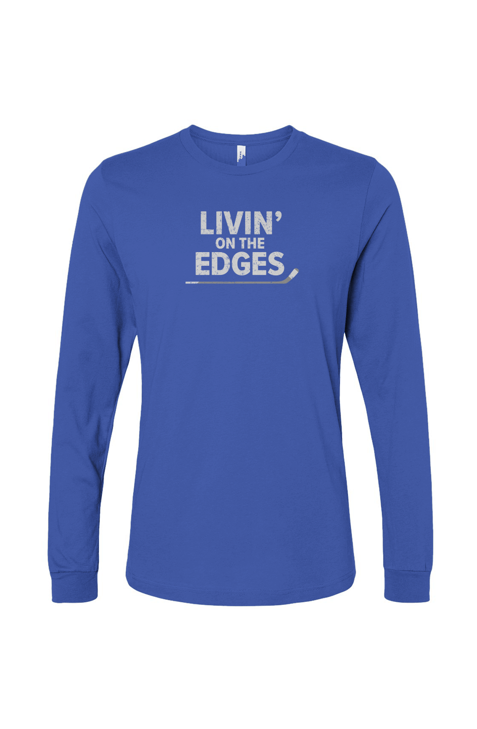 The Benchwarmer Livin' on the Edges Long Sleeve Royal Blue | Barn Garb Hockey Threads