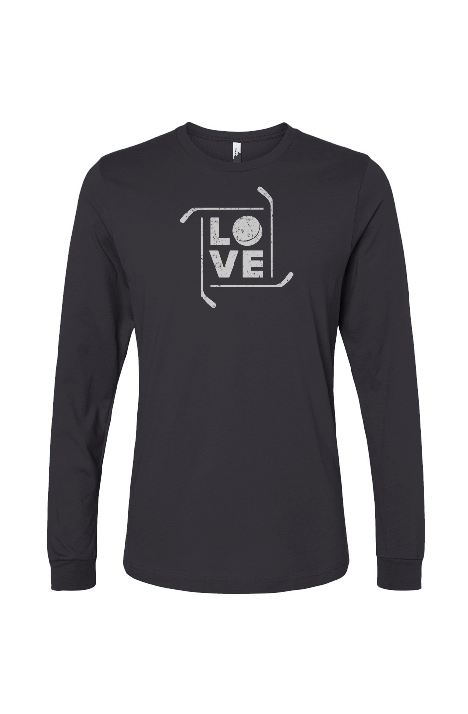 The Benchwarmer Love the Game Long Sleeve Charcoal | Barn Garb Hockey Threads