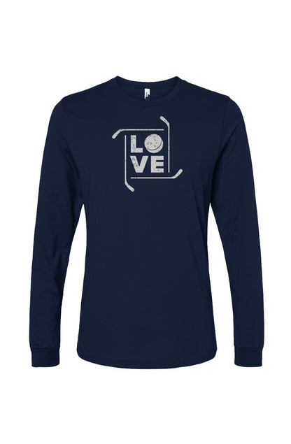 The Benchwarmer Love the Game Long Sleeve Navy Blue | Barn Garb Hockey Threads