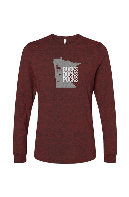 The Benchwarmer Minnesota Hunting Long Sleeve Heather Cardinal | Barn Garb Hockey Threads