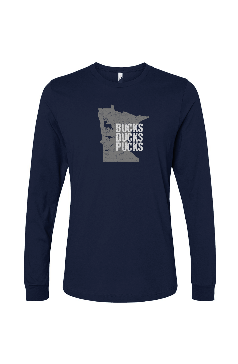 The Benchwarmer Minnesota Hunting Long Sleeve Navy Blue | Barn Garb Hockey Threads