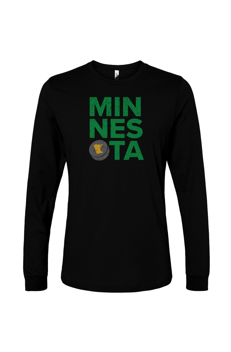 The Benchwarmer Minnesota Puck Long Sleeve Black | Barn Garb Hockey Threads