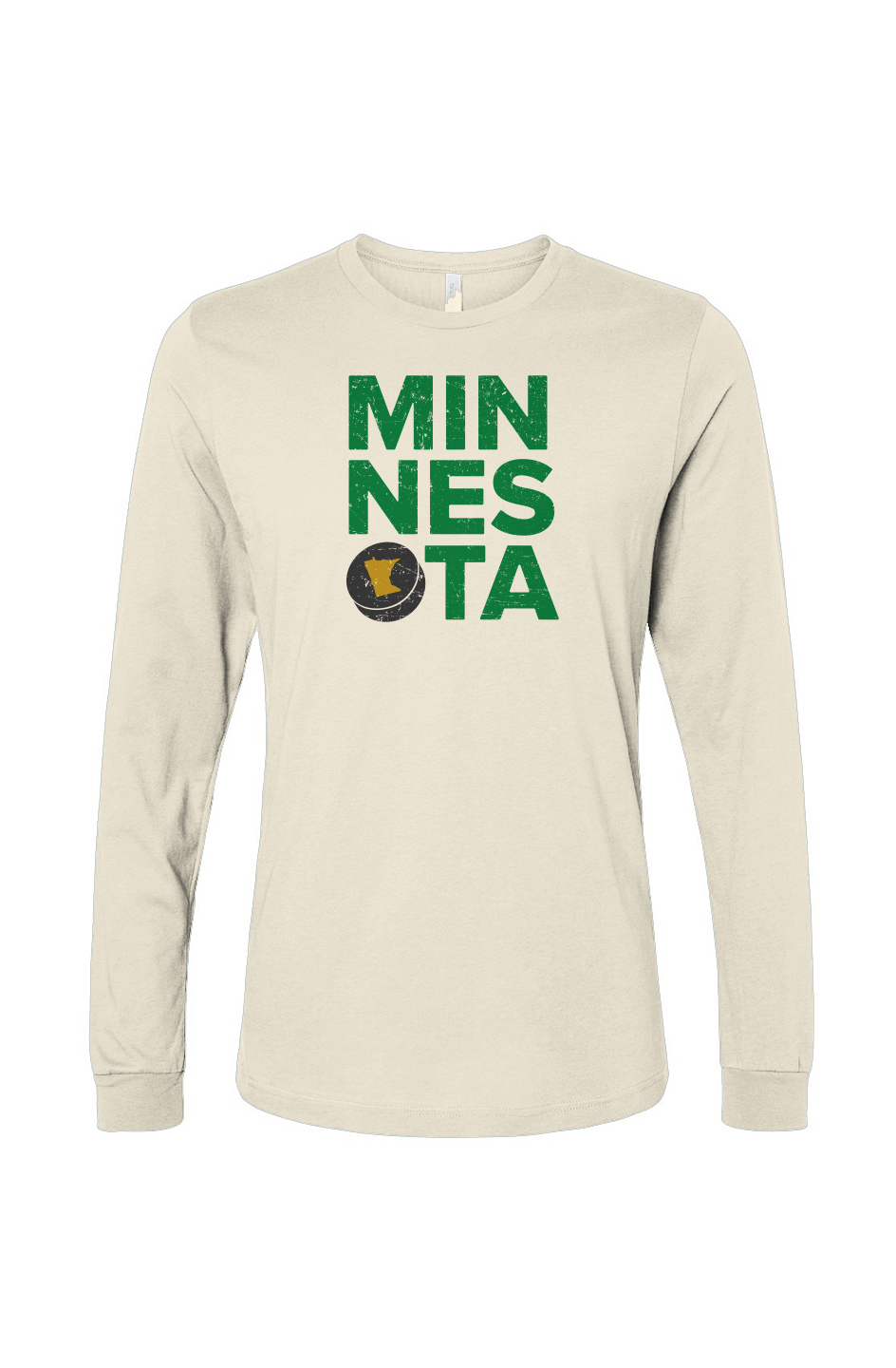 The Benchwarmer Minnesota Puck Long Sleeve Natural | Barn Garb Hockey Threads