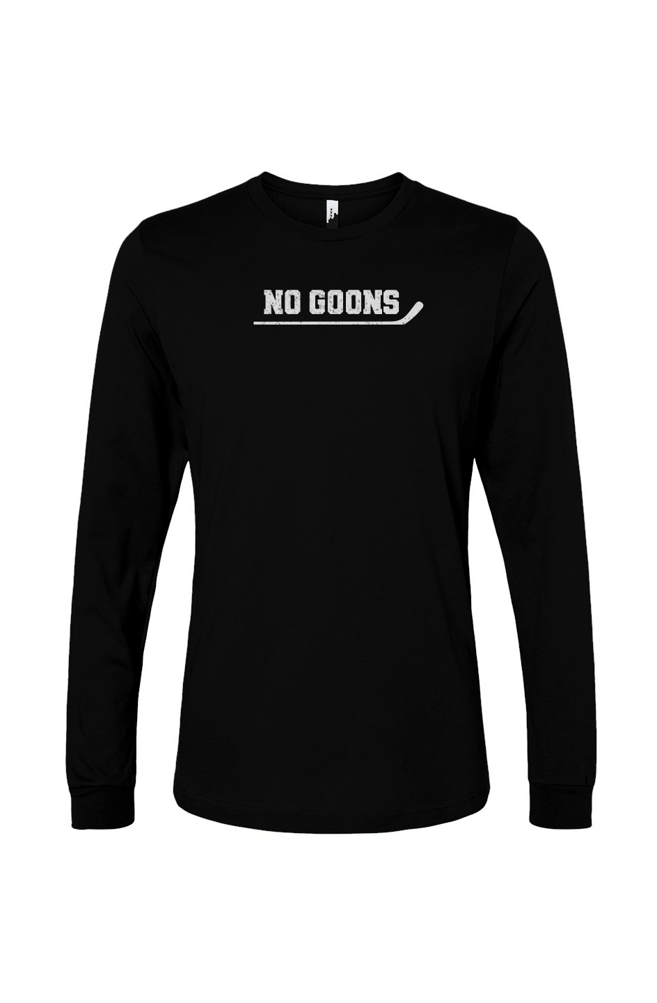 The Benchwarmer No Goons Long Sleeve Black | Barn Garb Hockey Threads