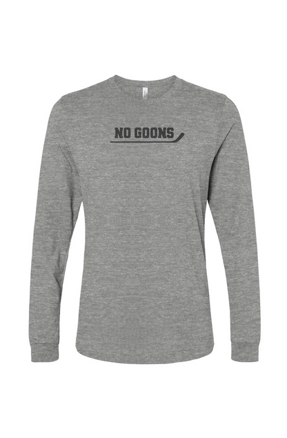 The Benchwarmer No Goons Long Sleeve Grey | Barn Garb Hockey Threads