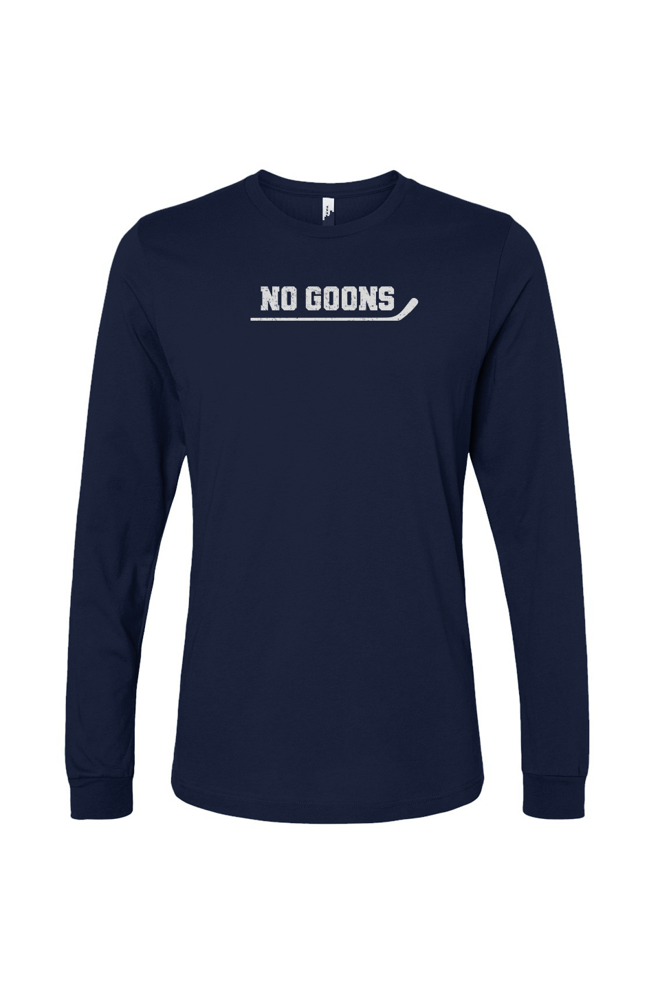The Benchwarmer No Goons Long Sleeve Navy Blue | Barn Garb Hockey Threads