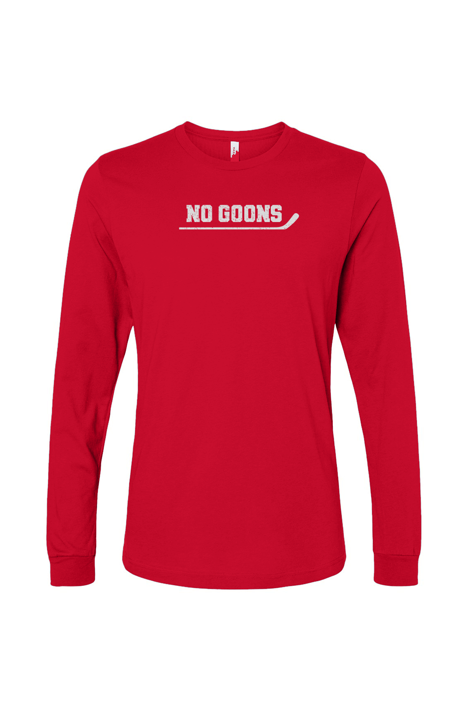 The Benchwarmer No Goons Long Sleeve Red | Barn Garb Hockey Threads