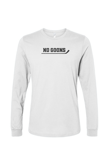 The Benchwarmer No Goons Long Sleeve White | Barn Garb Hockey Threads