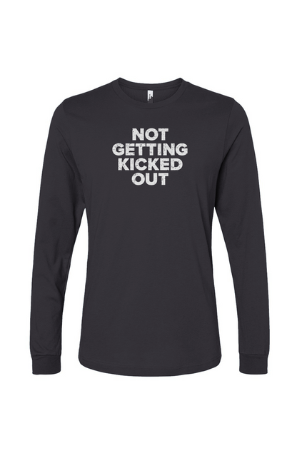 The Benchwarmer Not Getting Kicked Out Long Sleeve Charcoal | Barn Garb Hockey Threads