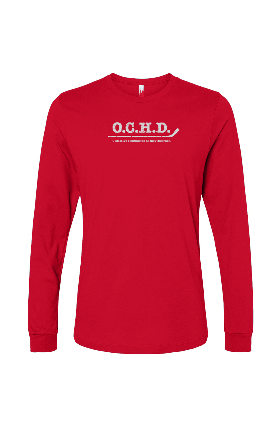 The Benchwarmer O.C.H.D. Long Sleeve Red | Barn Garb Hockey Threads