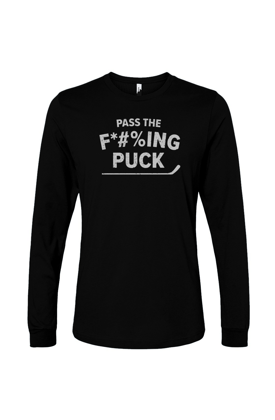 The Benchwarmer Pass the F*#%ing Puck Long Sleeve Black | Barn Garb Hockey Threads