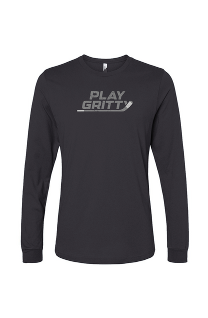 The Benchwarmer Play Gritty Long Sleeve Charcoal | Barn Garb Hockey Threads