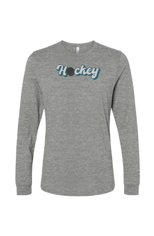 The Benchwarmer Puckin' Script Long Sleeve Grey | Barn Garb Hockey Threads