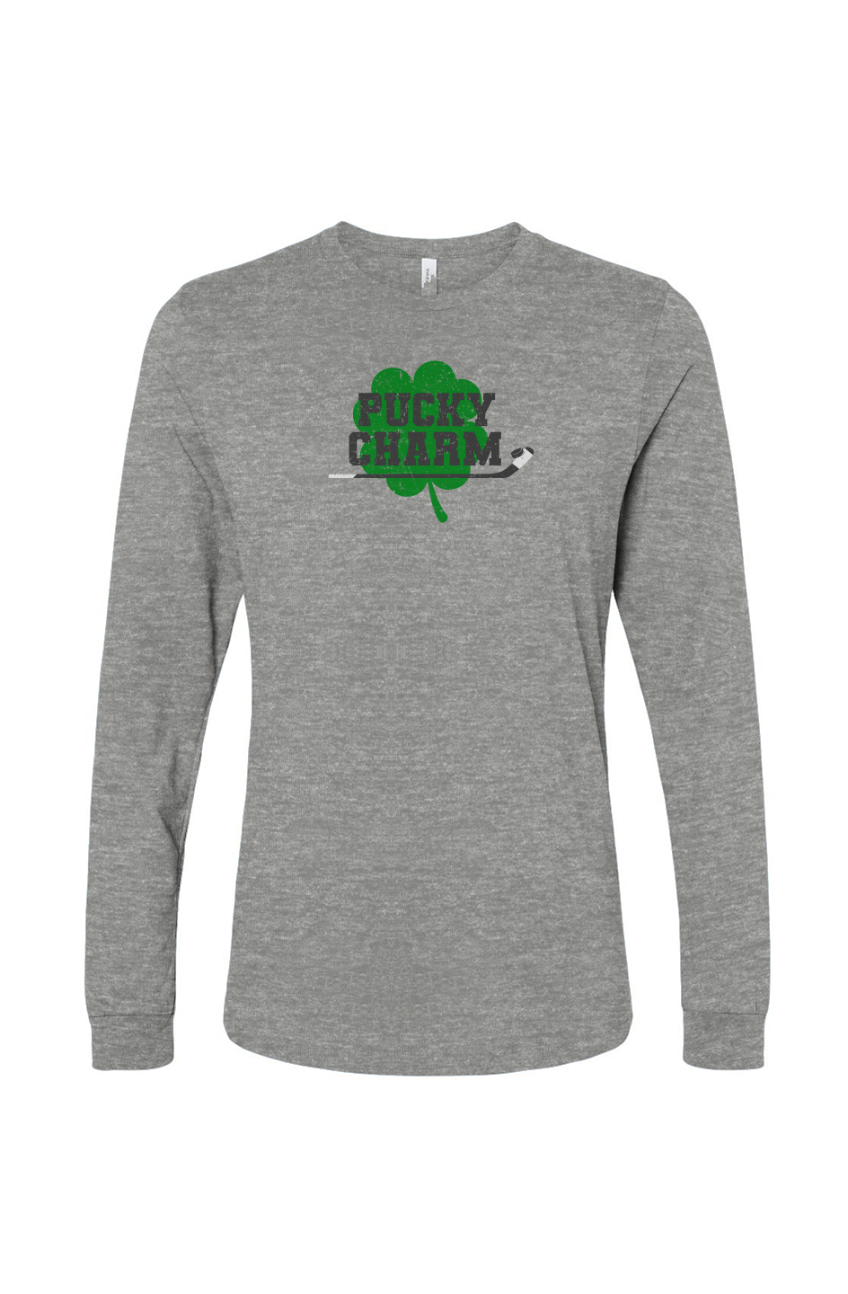 The Benchwarmer Pucky Charm Long Sleeve Grey | Barn Garb Hockey Threads