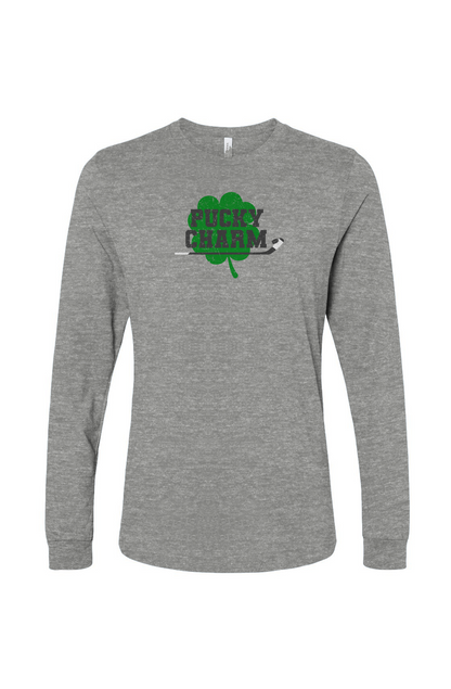 The Benchwarmer Pucky Charm Long Sleeve Grey | Barn Garb Hockey Threads