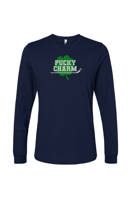 The Benchwarmer Pucky Charm Long Sleeve Navy Blue | Barn Garb Hockey Threads