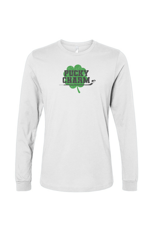 The Benchwarmer Pucky Charm Long Sleeve White | Barn Garb Hockey Threads