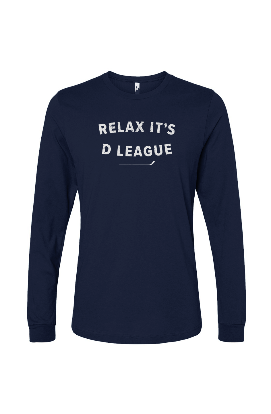 The Benchwarmer Relax it's D League Long Sleeve Navy Blue | Barn Garb Hockey Threads