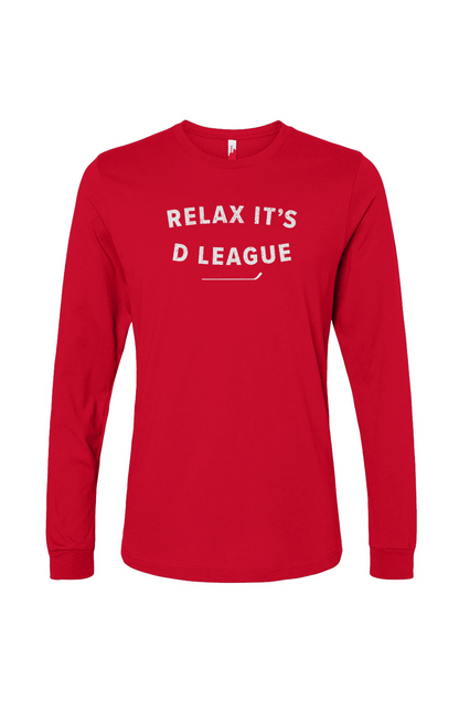 The Benchwarmer Relax it's D League Long Sleeve Red | Barn Garb Hockey Threads