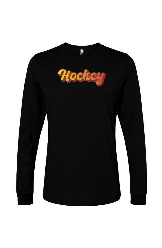 The Benchwarmer Retro Hockey Long Sleeve Black | Barn Garb Hockey Threads